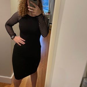 Black mesh body con dress